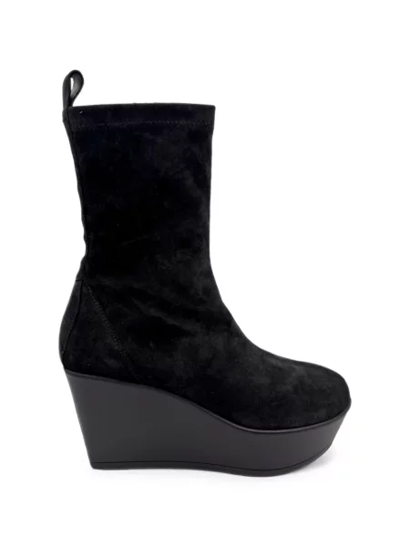 Botine Vic Matié din piele de căprioară cu pană negru