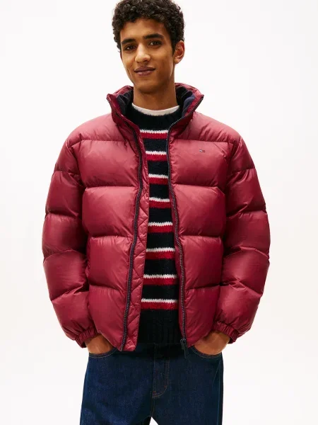 Tommy Jeans Geacă din puf Essential Vișiniu roșu