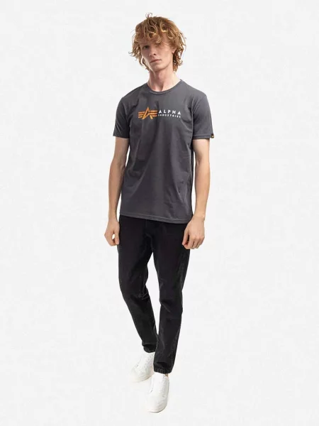 T-shirt z nadrukiem z logo Alpha Industries szara