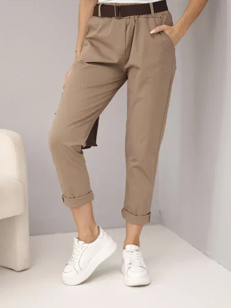 Cu centură pantaloni Kesi Włoski maro