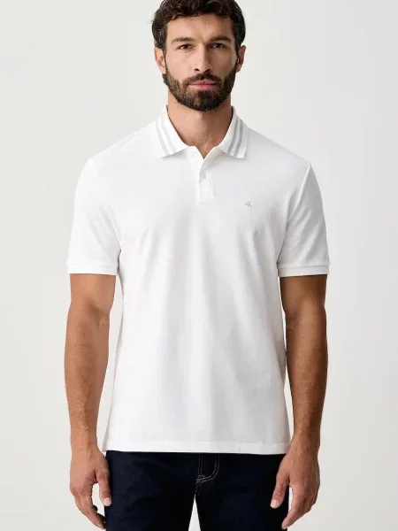 Tricou polo Calvin Klein Jeans alb