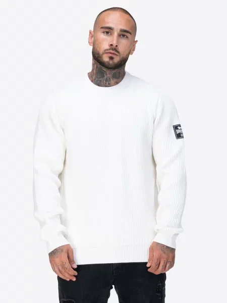 LONSDALE Pulover Moycullen negru / murdar alb