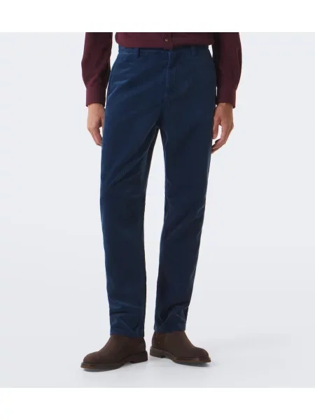 Pantaloni Brunello Cucinelli de catifea cord albastru