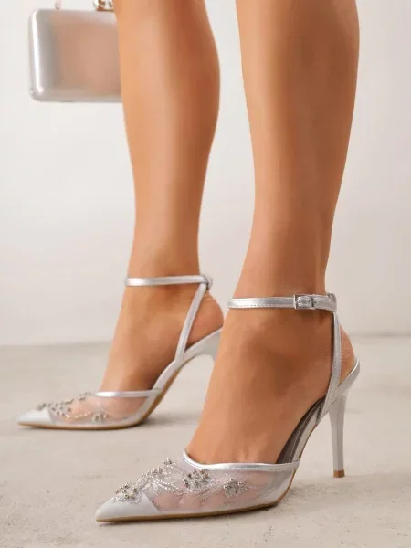 Pantofi stiletto Berdal Argintii