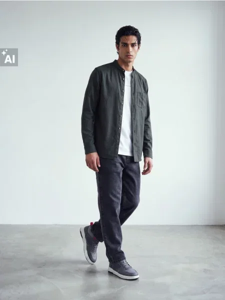 Sinsay košile slim fit tmavě zelená