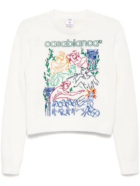 Pulover Casablanca cu broderie alb