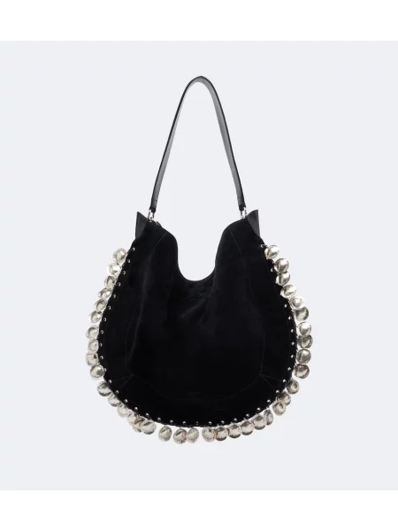 Geanta crossbody Isabel Marant din piele de căprioară negru