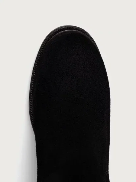 Tommy Hilfiger ботуши под коляното дамски от велур ENAMEL FLAG SUEDE HIGH CHELSEA черно