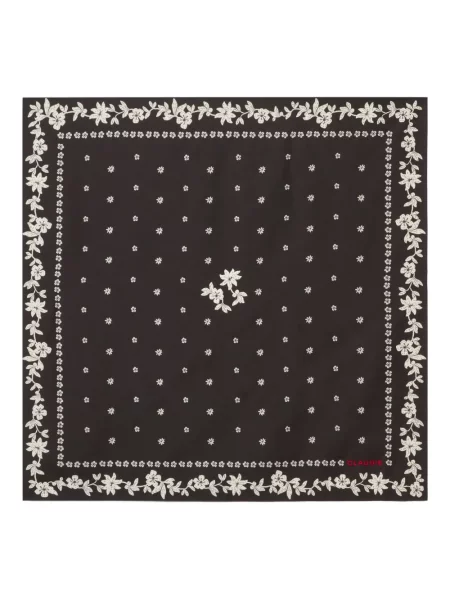 Fular Claudie Pierlot de mătase cu model floral negru