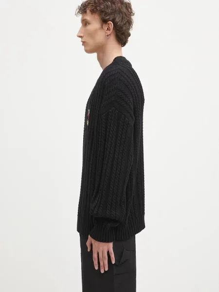 Sky High Farm pulover de Cableknit v-neck negru