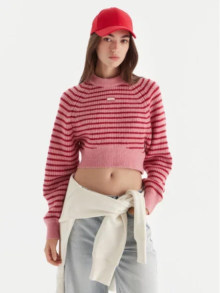Tommy Jeans Pulover Badge roza