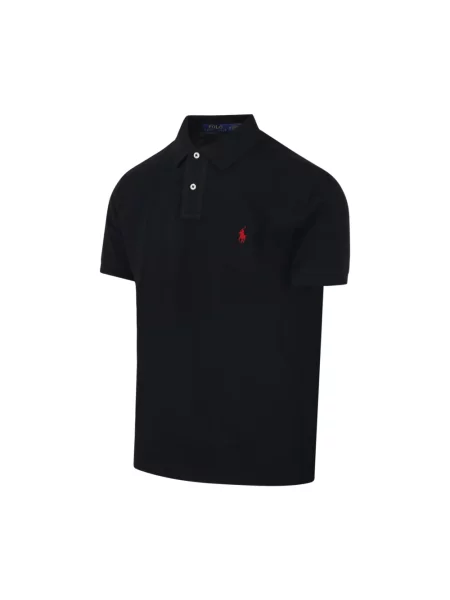 Dzianinowa koszulka polo Polo Ralph Lauren z krótkim rękawem z siateczki czarna