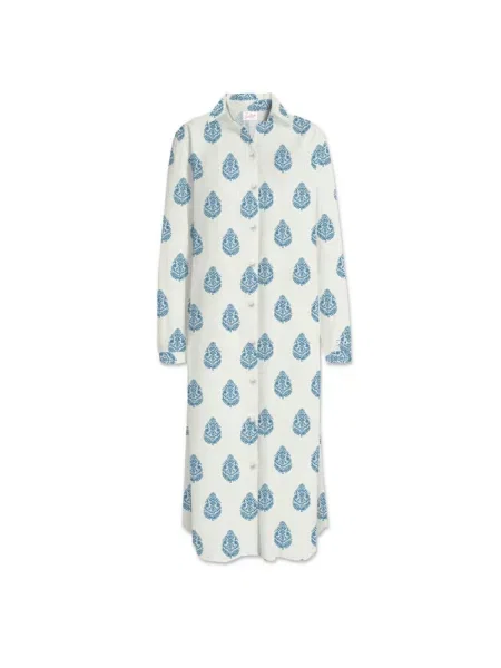 Sukienka koszulowa Mc2 Saint Barth z długim rękawem z wzorem paisley elegancka biała