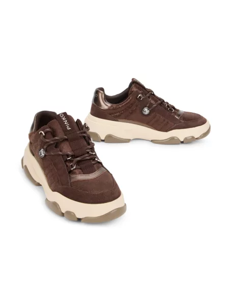 Sneakersy Pinko skórzane brązowe