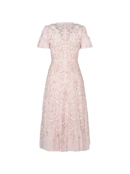 Rochie midi Needle & Thread cu model floral roz