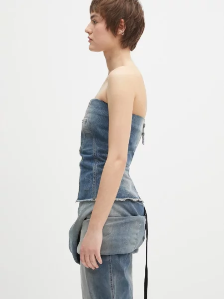 Μπλουζάκι τζιν Rick Owens DRKSHDW Bustier Top μπλε