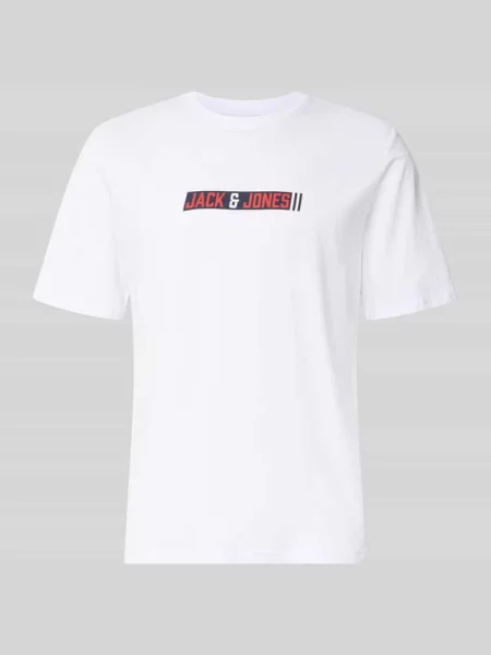 T-shirt o kroju regular fit z nadruk z logo model Munk' Jack & Jones biała
