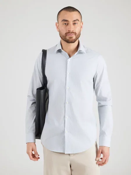 Calvin Klein Košeľa modrosivá / čierna biela
