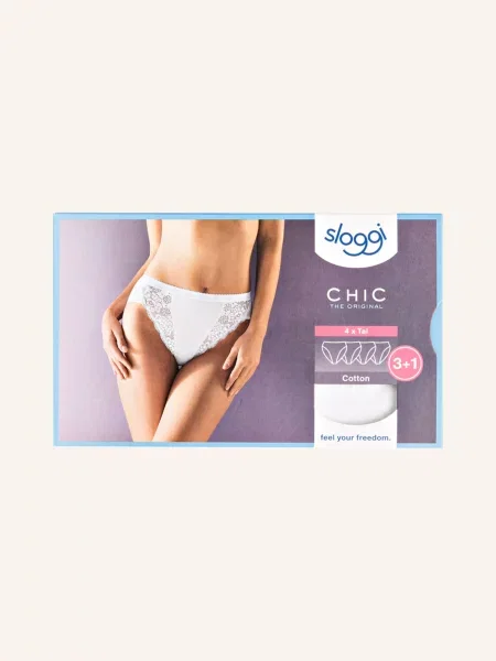 Sloggi Slipy Chic 4 Szt. weiss czarne