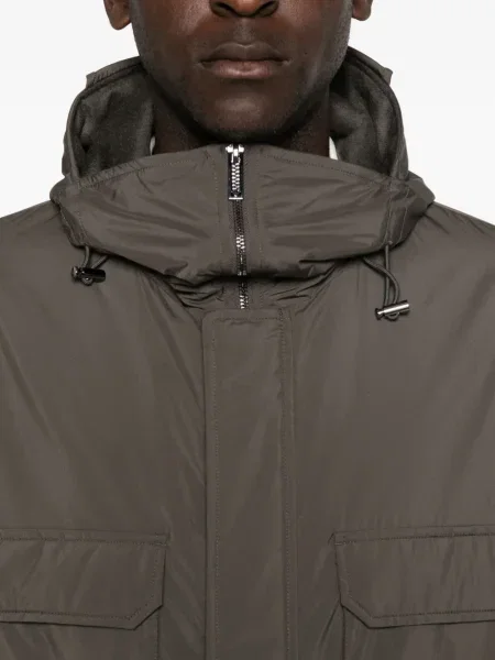 Geacă Emporio Armani cu glugă gri