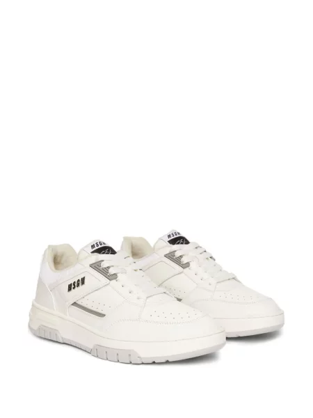 Sneakerși Msgm din piele cu imagine alb