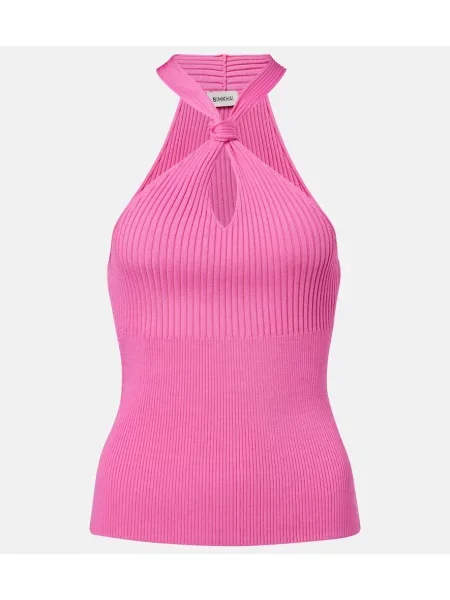Top Simkhai tricotate cu gât halter roz