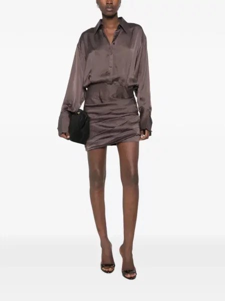 Rochie mini The Andamane cu volane maro
