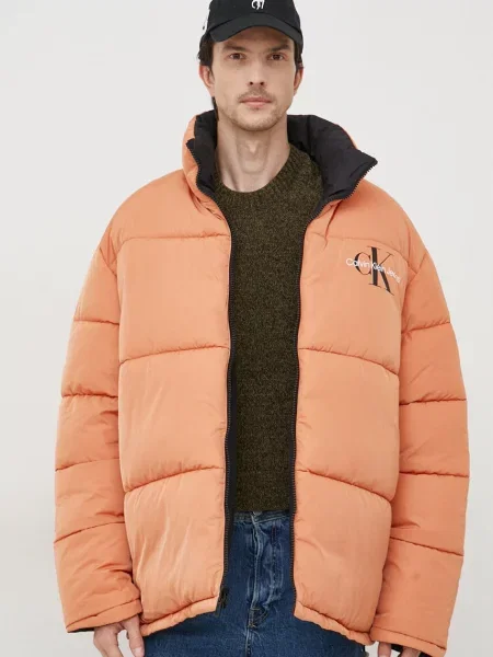 Dvostrana jakna Calvin Klein Jeans za muškarce za zimu oversize crna