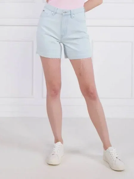 Tommy Hilfiger Pantaloni scurți DNM STRAIGHT SHORT HW KIRA albastru
