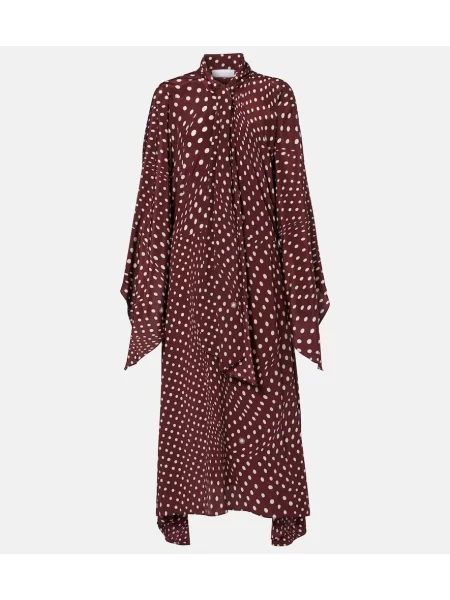 Rochie midi Stella Mccartney de mătase cu buline cu legături