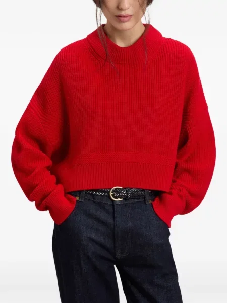 Pulover Woolrich cu decolteu rotund roșu