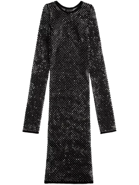 Rochie maxi Balenciaga plasă de cristal lungă negru
