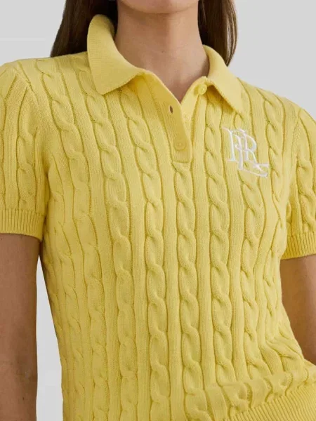 Koszulka polo z dzianiny o kroju regular fit z wyhaftowanym logo Lauren Ralph Lauren żółta