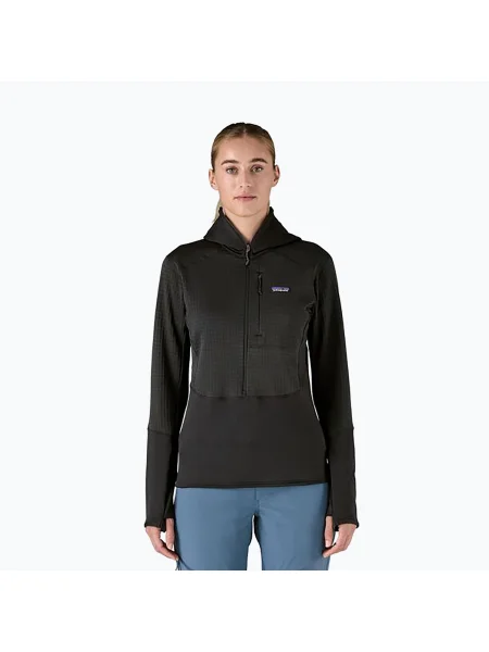 Дамско софтшел яке Patagonia R1 Hybrid Pullover Hoody black черно
