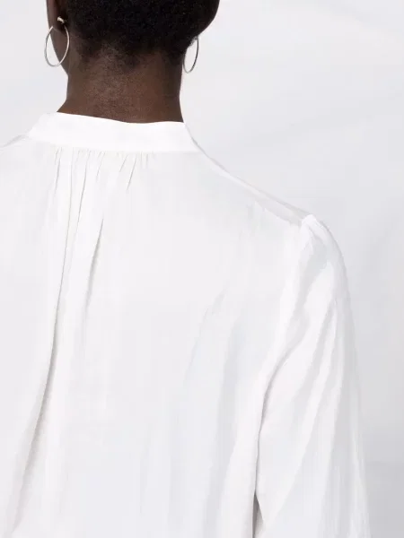 Saténová halenka Zadig&voltaire s výstřihem do v bílá