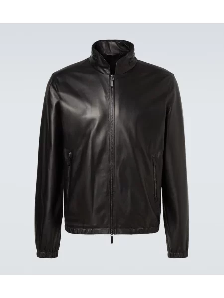 Usnjena jakna Giorgio Armani črna