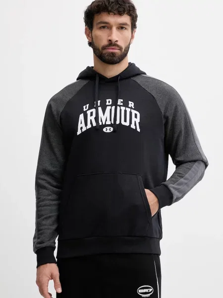 Суичър с качулка Under Armour с качулка с принт черно