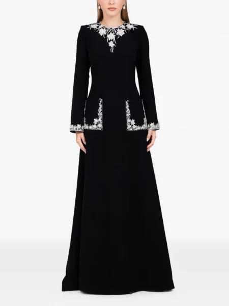 Rochie maxi Dina Melwani lungă de costum negru