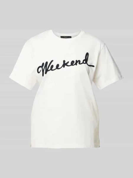 T-shirt z okrągłym dekoltem model ‘CABINA’ Weekend Max Mara czerwona