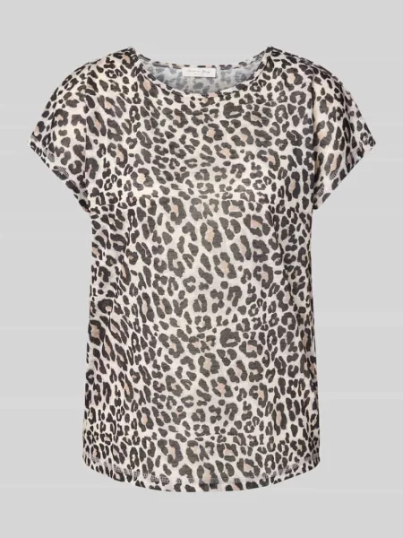 T-shirt z prążkowanym okrągłym dekoltem Christian Berg Woman czarna