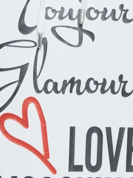 Μίνι φόρεμα Love Moschino με κουκούλα με σχέδιο λευκό