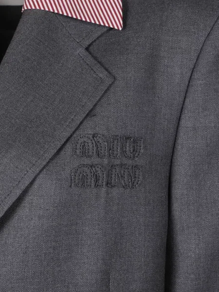 Palton Miu Miu cu broderie gri