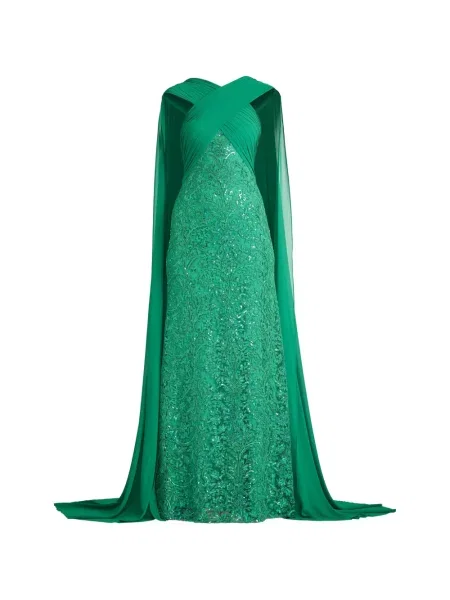 Rochie Tadashi Shoji cu paiete verde