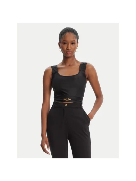 Just Cavalli Топ Crop Element Slim Fit чорний
