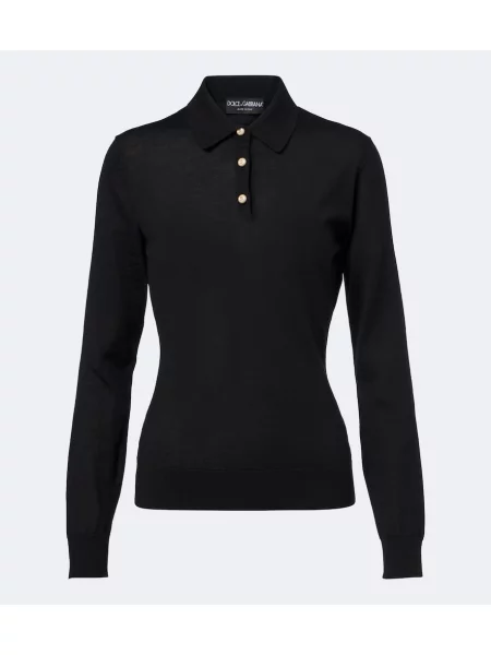 Tricou polo Dolce&gabbana din cașmir negru