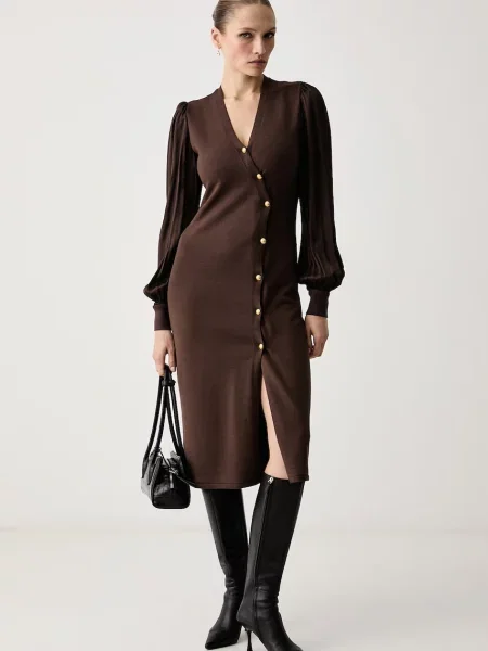 Twinset obleka z viskozo rjava