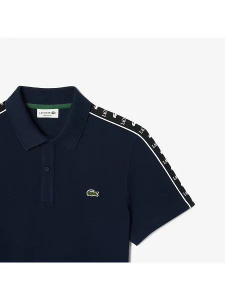 Lacoste Polo O Regularnym Kroju Z Nadrukiem granatowy