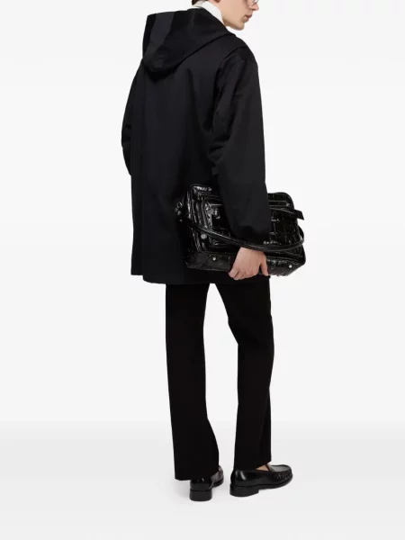 Palton Acne Studios cu glugă negru