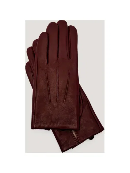 MM Mănuși de piele LEMMA cu adaos de lână bordo