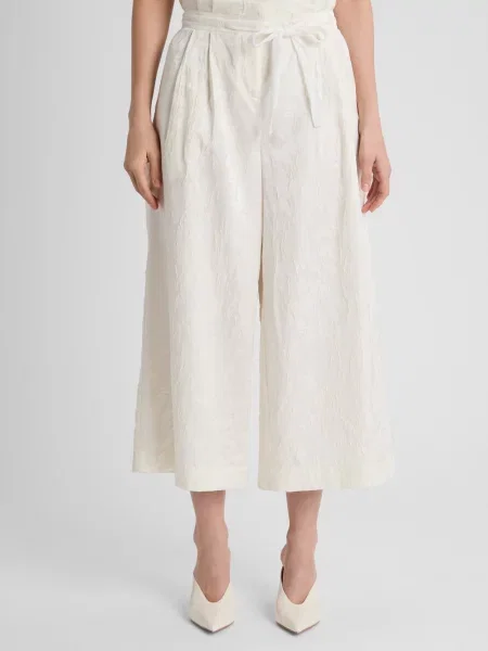 Guido Maria Kretschmer Spodnie culottes Daphne Kobiety Sztuczne włókno wypukły wzór tkaniny 34 biały